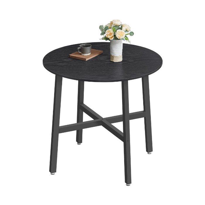 VASAGLE Esstisch, 80 x 75 cm (Ø x H), runder Küchentisch, Industrie-Design, Schwarz