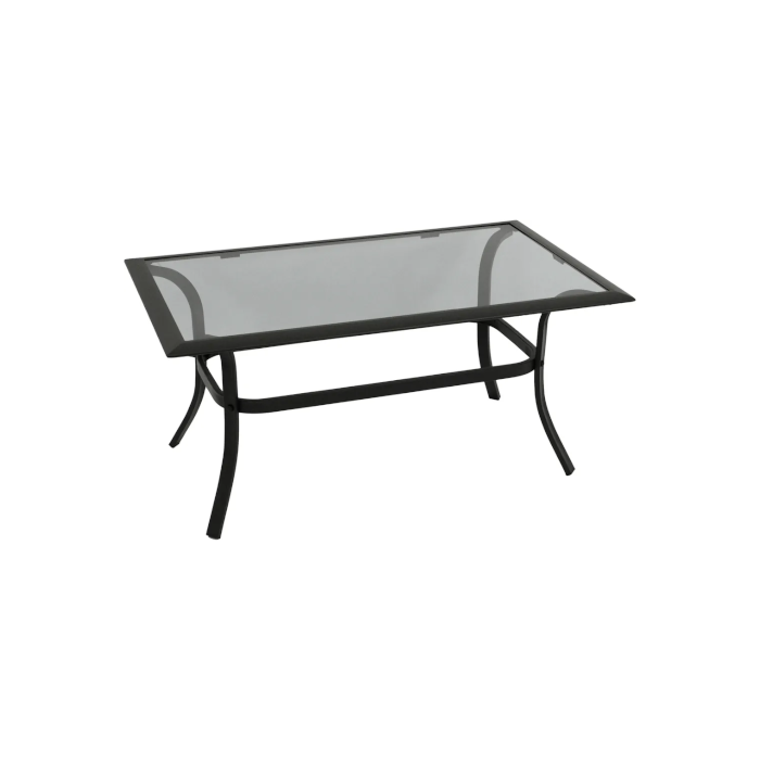 DEGAMO Beistelltisch Kaffeetisch ZAGREB 102x61x48cm, grosse Ausführung, Stahl schwarz + Glas grau getönt, für Innen und Außen